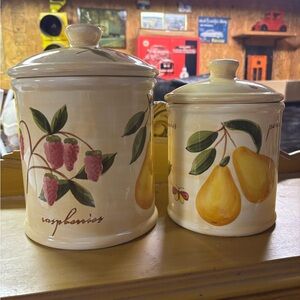 Pier 1 Cream and Yellow Fruit Canisters